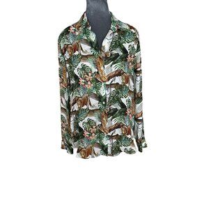 L’AGENCE Leopard & Floral Print Button-Up Shirt